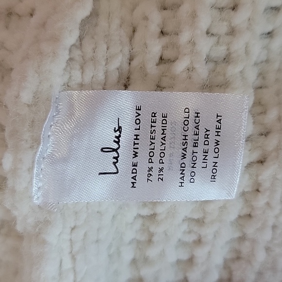 LULU'S Patchwork It Cream Cable Knit Cutout Sweater Dress/ M. - Picture 6 of 14